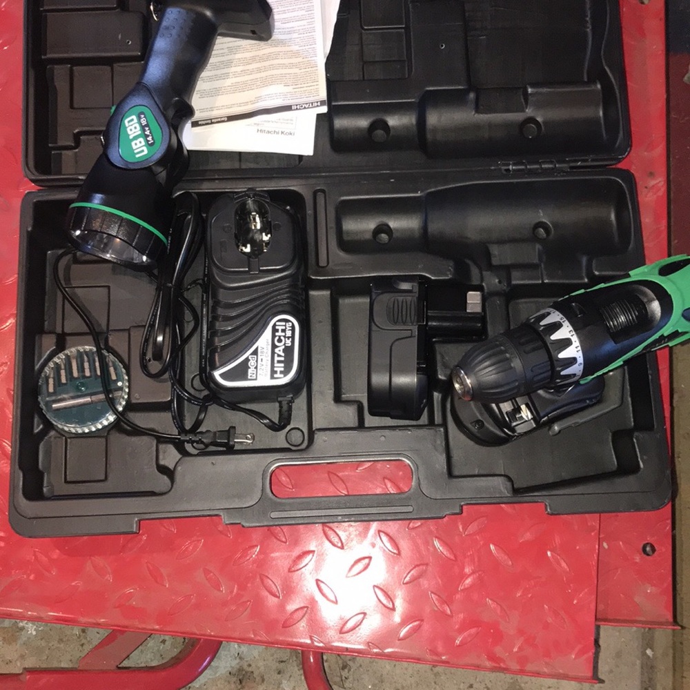 Cordless drill and flashlight in case